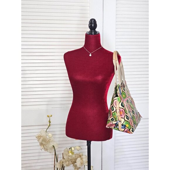 Franco Sarto Women's Multicolor Retro Hippy Vinyl Patterned Tote Large 065 - Picture 3 of 14